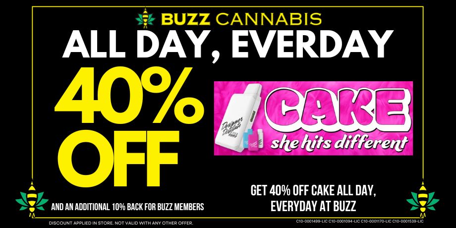 40% OFF Cake everyday at BUZZ