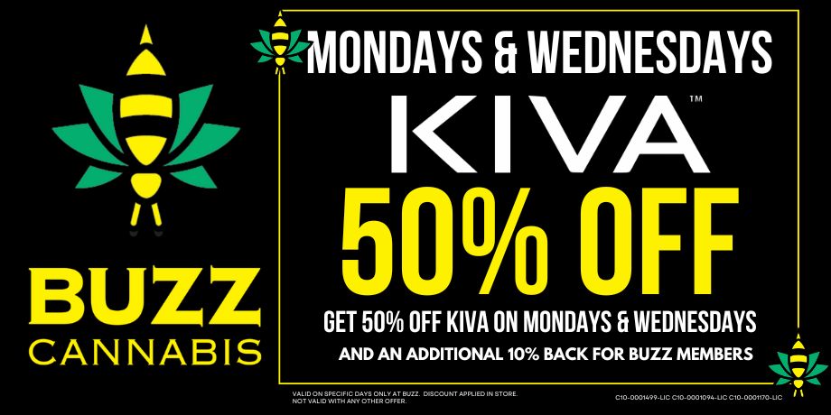 50% OFF Kiva on Mondays and Wednesdays